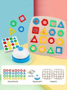 Early Childhood Education Matching Shape Recognition. A Game With Bells For Shape Matching, Geometric Puzzle Building Blocks For Brain Development Toys, And Interactive Family Games. - Multicolor - View 9