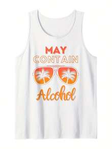 Men'S Cotton Comfy Sleeveless With Beach Palm Trees Print, Casual Round Tank Tops For Summer, Graphic Tee Men'S Outdoor Clothes, Men'S Clothing - 白色 - 查看 1