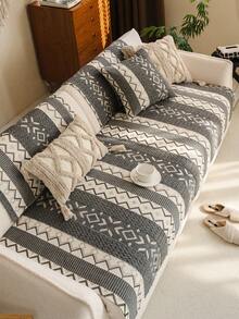 1pc Bohemian Style Sofa Cover, Multi-Color Design Sofa Cushion For All Seasons, Protect Sofa From Cat Scratching, Pet-Friendly Sofa Pad, Suitable For 1-Seater, 2-Seater, 3-Seater, 4-Seater Sofa - Grey - View 7