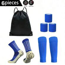 6pcs Sports Set, Anti-Slip Leg Sleeves, Hair Tie, Drawstring Backpack, Suitable For Football, Basketball Training Equipment - Multicolor - View 9