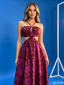 Long Dress With Built-In Bra, Boho Style, 2026 . - Red Violet - View 1