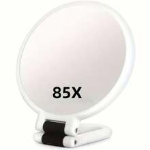 This Is An 85X Handheld Magnifier In White, Offering 1X/80X Magnification. It'S A Compact Travel Mirror For Makeup, Equipped With A 360° Adjustable Handle And A Mirror Surface That Comes With Various Colored Borders. Ideal For Makeup Application - White - View 1