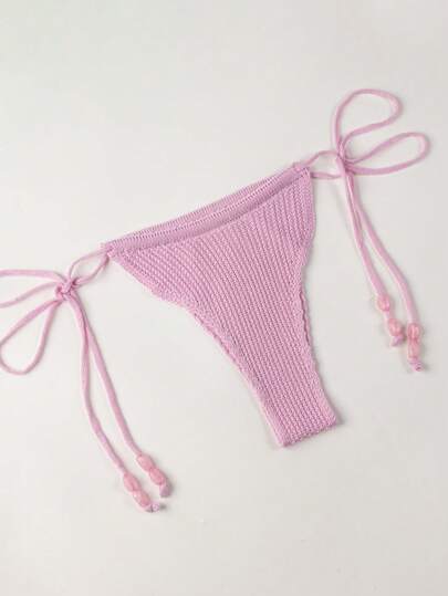 Quần bikini dệt kim gợi cảm dành cho nữ, màu hồng, thích hợp cho kỳ nghỉ biển.