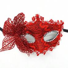 1pc Women's Handheld Masquerade Mask, Half Face Mask, Party Halloween Floral Mask, Fashion Half Face Mask Prop, Mysterious Sexy Masquerade Fake Feather Handheld Mask, Suitable For Parties, Celebrations, Performances - A - View 10