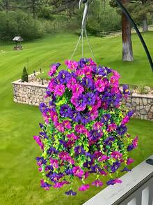 Mixed-Color Morning Glory Flowers Hanging Flowers Plants Artificial Morning Glory For On Wall Garden Decor Plant Yard Garden Stuff Outdoor Flower Pot Home Supplies Outdoor Patio Wedding Fall Halloween Decor Porch Room Gardening Hanging Decorations - Multicolor - View 10