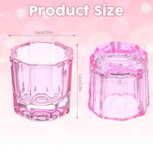 1pc Multifunctional Pink Mini Octagonal Brush Washing Cup, Palette Cup, Crystal Cup - View 10
