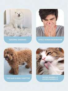 Pet Deshedding Brush, Cat Dog Fur Remover Grooming Tool - Multicolor - View 7
