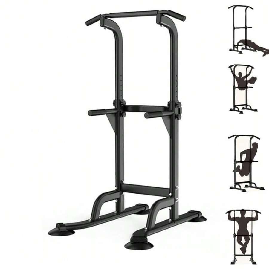 Gaderth Power Tower Dip Station With Adjustable Pull Up Bar, Free Standing Heavy Duty Strength Training Equipment For Home Gym, Multi-Function Chin Up Workout Station, 300 Lbs Capacity - Black - View 1