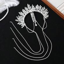 Băng đô tua rua sang trọng, vương miện cô dâu được chế tác tinh xảo, phụ kiện đội đầu dự tiệc và đám cưới dành cho phụ nữ. - Bạc - Xem 2