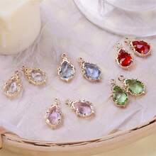 5pcs 10x17mm Elegant Glass Water Drop Pendants, Suitable For DIY Jewelry Making Necklaces, Earrings, Bracelets, Vintage Style Gold Crystal Accents - water drop - View 7