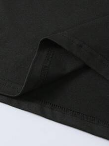 Camiseta informal de hombre con estampado de regreso a clases, cuello redondo y mangas cortas. - Negro - Ver 5