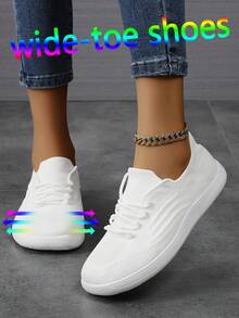 Giày chạy bộ nữ tối giản, mũi rộng, kiểu dáng đi chân trần - Giày casual thoải mái, chống trơn trượt, thiết kế mũi rộng, chất liệu thoáng khí, đế bằng phẳng, lý tưởng cho đi bộ và yoga, giày bệt rộng cho nữ, giày thể thao casual rộng unisex. - trắng - Xem 4