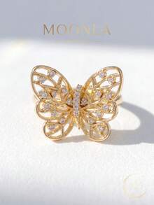 1pc 925 Sterling Silver Fashionable French Butterfly Ring, Suitable For Office, Cocktail Party And High-End Gift - French Butterfly - View 3