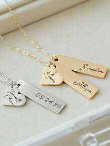 1pc Custom Name Necklace, Stainless Steel Necklace, Custom Name Necklace, Personalized Gift, Mother's Day, Mom Necklace, Mom Gift, Pendant Necklace, Pendant Necklace, Mom Jewelry Gift, Holiday Season Gift, Birthday Gift, Anniversary Gift, Family Necklace - Multicolor 2 - View 3