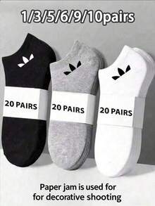 10 đôi tất unisex, tất thể thao, tất ngắn màu trắng/đen/xám, tất thoải mái với họa tiết xẻ tà, thấm hút mồ hôi, thoáng khí, màu trơn cổ điển, đơn giản, thời trang, phù hợp cho mặc hàng ngày. - Nhiều màu - Xem 20