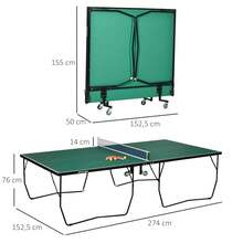 Indoor Ping-Pong Table With Wheels, Folding Ping-Pong Table, Ping-Pong Set Including 2 Paddles, 3 Balls, Steel, Green - Green - View 8