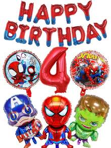 Marvel-Themed Balloons - Birthday Happy Letter Set With Numbers 1-9 - Cartoon-Shaped Spider-Man Aluminum Foil Film Balloons, Spider-Man Aluminum Foil Film Birthday Party Decoration Balloons, Decorations For Various Holiday Parties And Gatherings, Spider-Man Superhero Children's Party Decorations, Festival Parties, Family Gatherings, Etc., Indoor Christmas Decoration - Multiple Styles - View 21