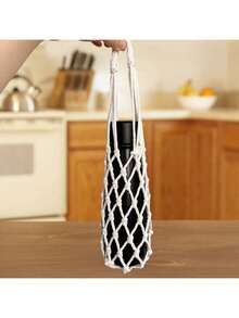 Hand-Woven Mesh Bag / Reusable Coffee Cup And Water Bottle Storage Bag / Portable Beverage Tote Bag / Decorative Small Pouch / Gift For Friends, Family And Classmates - Multicolor - View 6