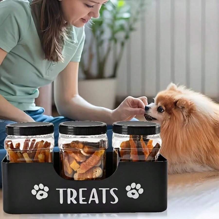 1 hộp đựng đồ ăn vặt bằng gỗ cho chó, giá đựng thức ăn và đồ ăn nhẹ cho chó. - 1 lít - Xem 1
