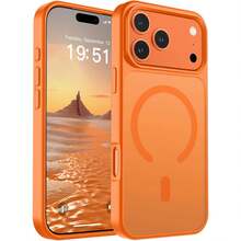 Ốp lưng bảo vệ sạc không dây từ tính mờ, bán trong suốt, tương thích với iPhone 11 12 13 14 15 Pro Max 16 Pro Max 17 Pro Max 17e - trái cam - Xem 8