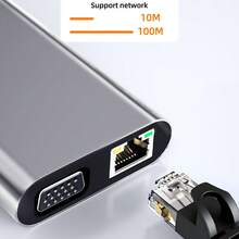 11合1 USB-C 集线器，3.0 Type-C 适配器，带 4K VGA、RJ45 以太网、SD/TF 读卡器、USB 3.0、87W PD 快充和 3.5mm AUX 音频接口 - 查看 7