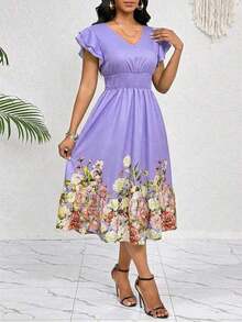 Women Midi Dresses - 淡紫色 - 查看 5