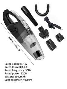 4000Pa 無線吸塵器,強力氣旋吸力,USB 充電式手持車用吸塵器,1500mAh 電池,快速充電,適用於汽車、居家、寵物毛髮除塵 - 吸塵器 - 查看 10
