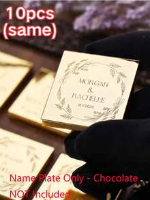 1/10/20pcs Custom Wedding Chocolate Favors For Guest, Heart-Shaped Kraft Paper Gift Tags, Gold Rose Silver Mirror Labels For Wedding Bridal Shower Decorations, Personalized Gifts - Multicolor - View 13
