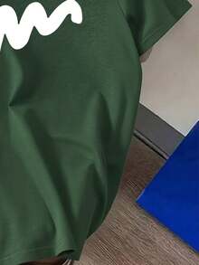 Plus Size Men's Round Neck Short Sleeve T-Shirt, Simple And Fashionable, Suitable For Summer Wear - Green - View 7
