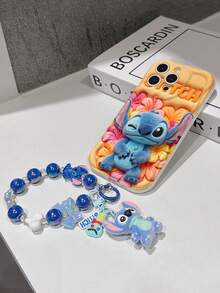 Disney Has Authorized, Phone Case - Chain Set, The Stitch Lilo & Stitch 3D Phone Case Plus A Silicone 3D Stitch Bracelet With Metallic Ring Removable Bracelet, Stitch And Angel Pattern, Compatible With Iphone17/16/15/14/13/12/11/XS/XR/X Plus Pro Max, A Stylish Cartoon Phone Case, The Perfect Gift Choice, Phone Protection, Durable Phone Cover, Great Gift For Friends And Family. - 白色 - 查看 5