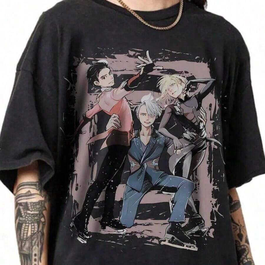 Gifts For Mom [Up To 30% Off] Yuri On Ice Anime And Manga Lover T-Shirt, Vintage Japanese Anime Graphic Tee, Gifts For Fans, Going Out Clothes - 白色 - 查看 1