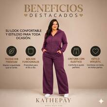 Women's Plus Size Winter Set In Premium Ribbed Knit With Hood And Zipper - Casual, Elegant And Comfortable - Redwood - View 2