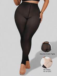 1pc 100g Plus Size Women's Autumn/Winter Thick Stirrup Tights, Elastic Versatile Leggings, Soft Comfortable Stirrup Pants, Suitable For Office Wear, Halloween & Christmas, Temperature 10-25°C - Black - View 1