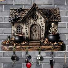 1pc 2D Flat Vintage Camper Key Hook - Wooden Multifunctional Decorative Key Holder With 4 Metal Hooks, Wall Decor, Room Decor, Year-Round Home Decor (11.8 X 9 Inches), Halloween And Christmas Decoration - Dark Grey - View 8