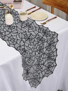 1 pezzo Runner da tavolo a ragnatela nera per Ognissanti, Tovaglia a ragnatela, Tovaglia in pizzo nero, Adatta per feste horror di Ognissanti, Tovaglia con motivo a ragnatela nera per Ognissanti, Decorazione per tavolo da pranzo, Decorazione per camino, Regalo di Ognissanti, Regalo perfetto per la decorazione horror della casa di Ognissanti - multicolore - Visualizzare 8