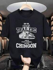 Con ilustración que celebra a un padre trailero mostrando un gran camión y frases divertidas que destacan orgullo y personalidad camiseta de hombre 100% algodón ideal para regalar a papás conductores apasionados - Negro - Ver 8