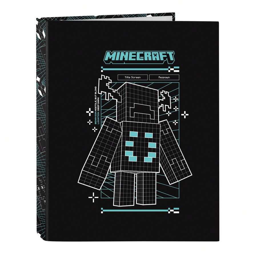 Safta | Minecraft Screen Folio Binder For Boys And Girls, Official License, Hard Covered, 4 Round Rings 25 Mm, School Binder For School And Back To School - Estándar - View 1