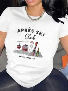 This Short-Sleeved Ski Club T-Shirt, Made From Durable Polyester Fabric, Is Perfect For Lounging At Home Or Everyday Wear. It's Lightweight And Comfortable, And Features A Fun Colorado Beaver Creek Ski-Themed Print. - 白色 - 查看 1