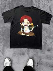 Nouveautés été 2026 : T-shirt pour homme Vintage Shanks au design unique, 1 pièce, style décontracté, 100% coton, imprimé numérique, motif Capitaine Pirate. Motif spécialement conçu pour la Fête du Pape, exclusif pour la Fête de l'Indépendance et la Déclaration d'Indépendance, un t-shirt tendance pour homme, parfait pour l'été. - Noir - Voir 8