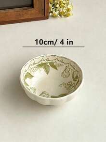 2/4pcs Floral Underglaze Ceramic Dipping Dishes, 4-Inch, Green Floral Pattern, Cute Pumpkin Shape, Suitable For Home Kitchen, Parties, Restaurants, Microwave And Oven - Multicolor - View 4