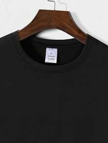 Camiseta informal de hombre con estampado de regreso a clases, cuello redondo y mangas cortas. - Negro - Ver 8