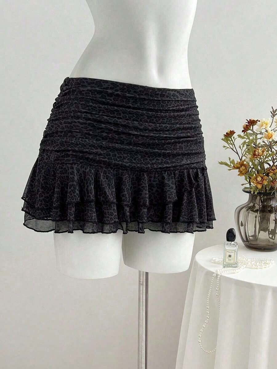Summer Skirt – Short Cut, Ruffles At The Hem – Perfect For Holiday Or Beach Looks - 黑色 - 查看 1