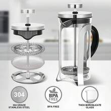 Maveite French Press Coffee Maker Carafe Coffee Presser Heat Resistant Glass With 3 Level Filtration System Stainless Steel Brews Coffee And Tea Press 12 Oz - White - View 3