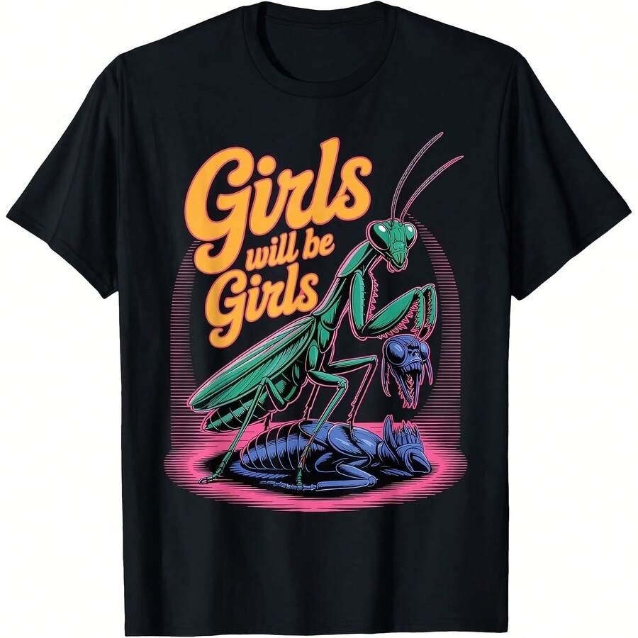 WOMEN Will Be WOMEN Praying Mantis T-Shirt - 黑色 - 查看 1