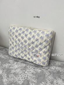 1 chiếc bao đựng laptop họa tiết hoa chần bông dễ thương, nền màu kem với họa tiết hoa tím, vỏ mềm mại có lớp đệm và khóa kéo an toàn. - Nhiều màu - Xem 7
