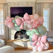 107 Stücke Grün, Rosa, Sand, Weiß Ballonbogen Girlanden Set, geeignet für Jungen, Mädchen, Kindergeburtstag, Babyparty, Hochzeitsfeier Dekoration - Verschiedenfarbig - Übersicht 5