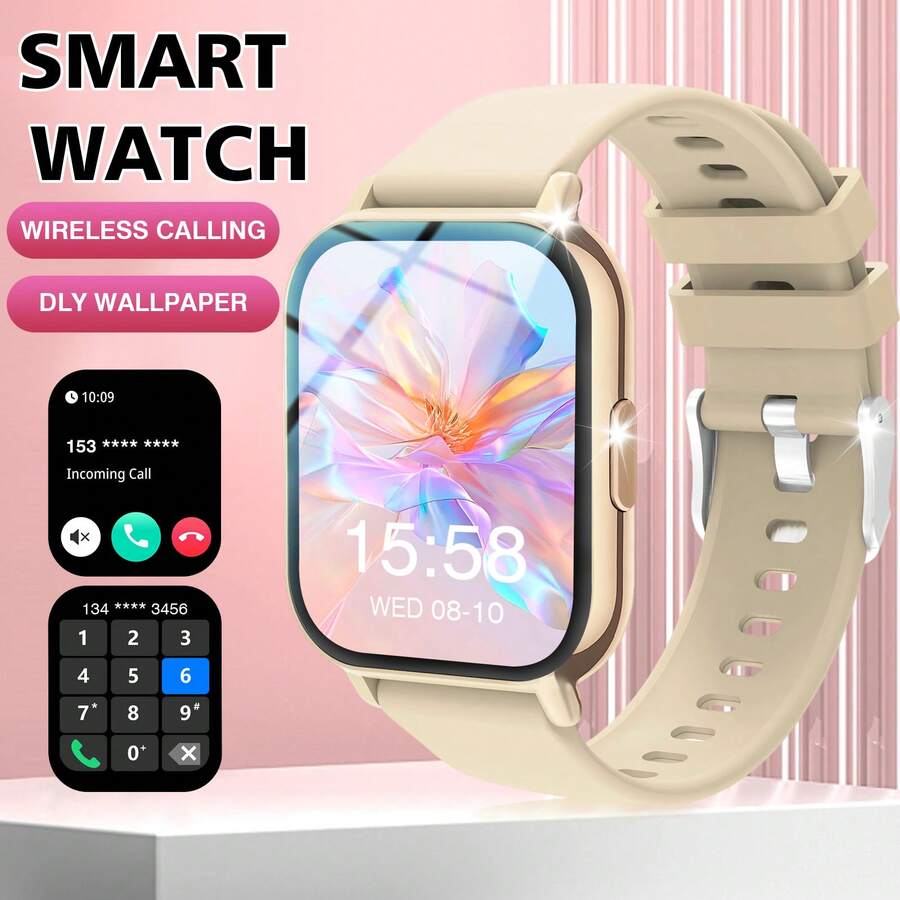 Smartwatch con pantalla HD, equipado con pantalla curva LED a color de alta definición, compatible con multilenguaje, pantalla táctil completa, reproductor de música, función de llamada, notificación de mensajes - Multicolor - Ver 1