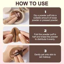 NOVO Set de 4 piezas de borlas de felpa múltiple con caja de almacenamiento, suave y sin defectos, esponja de maquillaje reutilizable sin látex, aplicador para herramientas de maquillaje facial en polvo y líquido - Multicolor - Ver 3