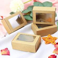 10/30pcs Essential Oil Window Gift Box Set (Multiple Colors Optional) | Mini Kraft Paper Gift Packaging Box Suitable For Valentine'S Day/Mother'S Day/Christmas/Birthday Party Small Gift Packaging Retro Handmade Gift Box Versatile Light - Multicolor - View 4
