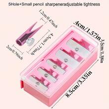 2 pezzi Temperamatite multifunzione con 4/5 fori+regolabile, temperamatite per matite per eyeliner e sopracciglia, set di temperamatite, accessori portatili per il trucco, necessità per vacanze e viaggi - Multicolore - Visualizzare 6
